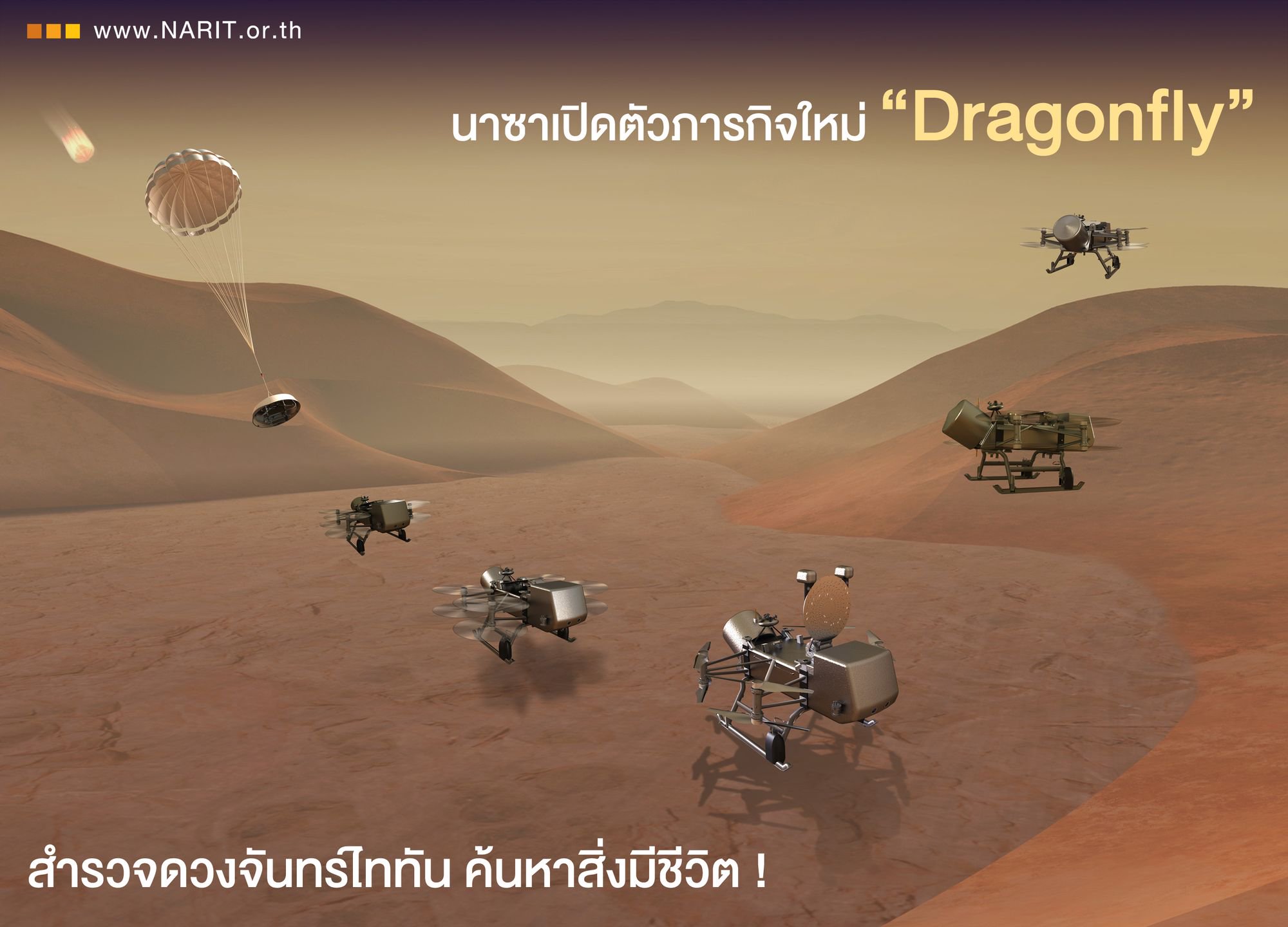 นาซาเปิดตัวภารกิจใหม่ “Dragonfly” สำรวจดวงจันทร์ไททัน ค้นหาสิ่งมีชีวิต !