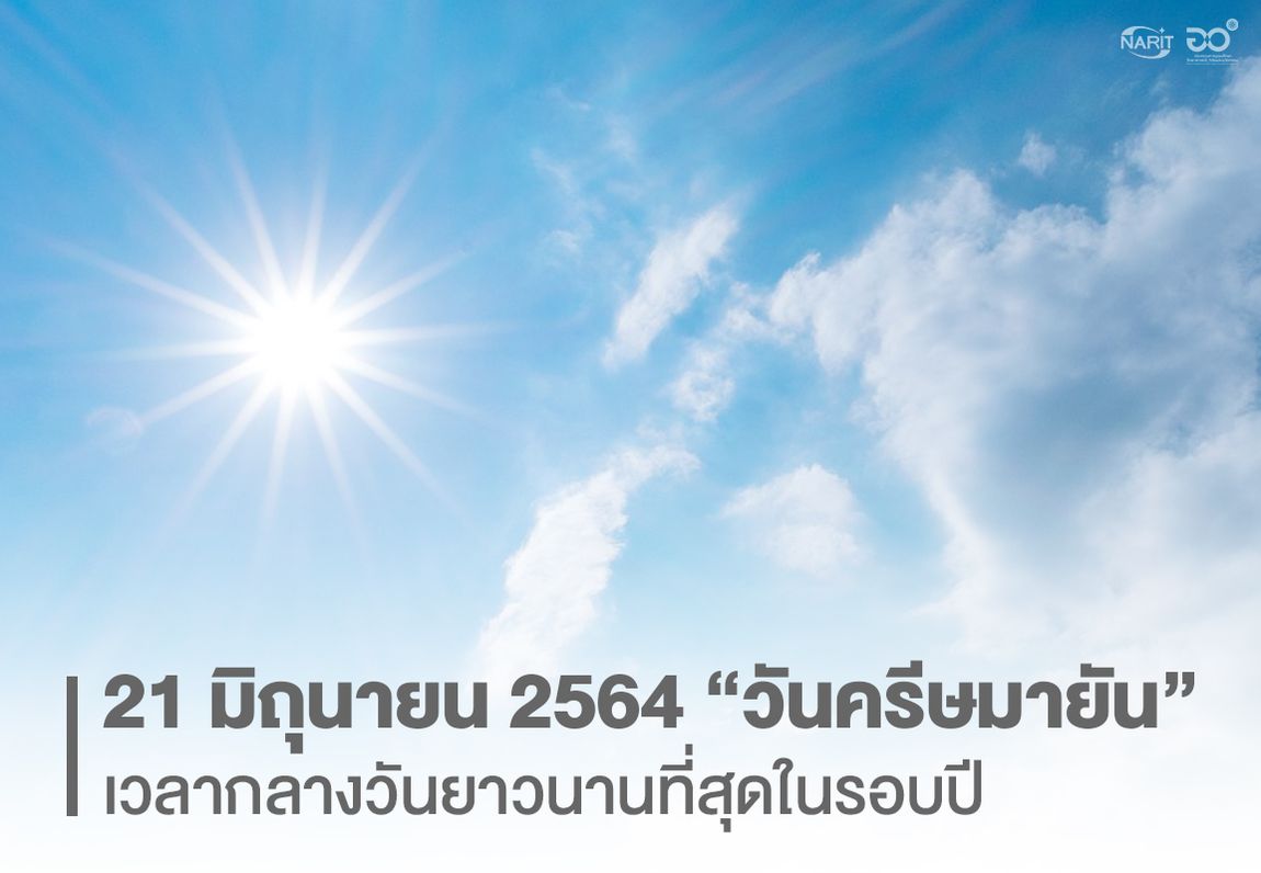 21 มิ.ย. 64 วันครีษมายัน กลางวันยาวนานที่สุดในรอบปี  เชิญชวนโรงเรียนทั่วไทยจัดกิจกรรมดาราศาสตร์ในโรงเรียน